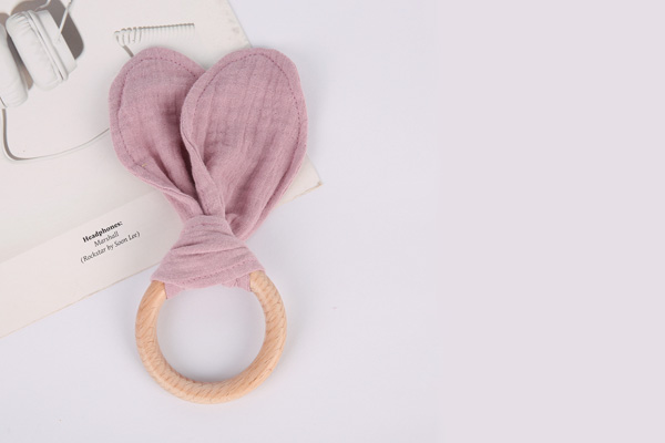 crinkle bunny ears wooden teething toys